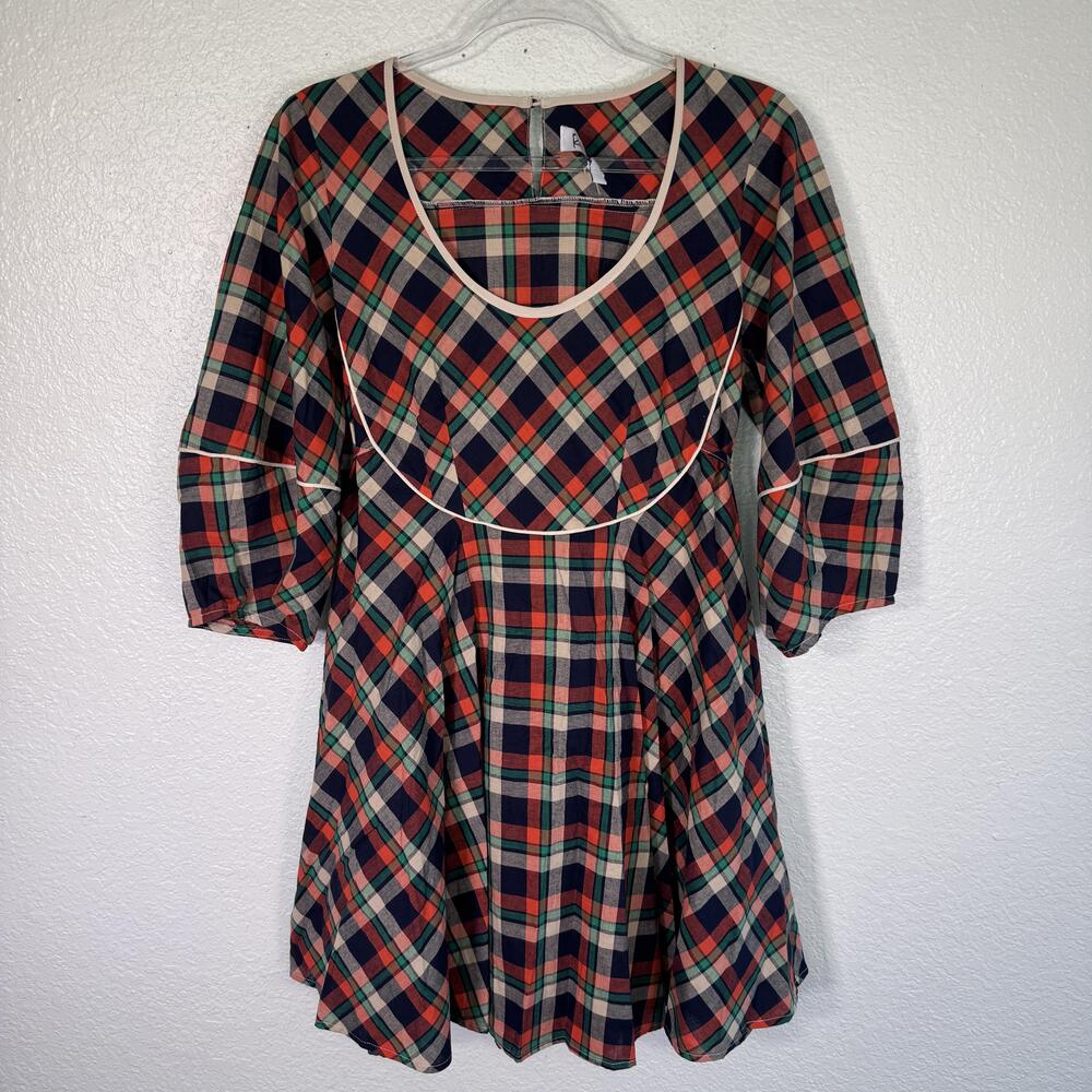 Rachel Antonoff Dress Womens Small Plaid Pat Tent Mini A-Line Retro Holiday
